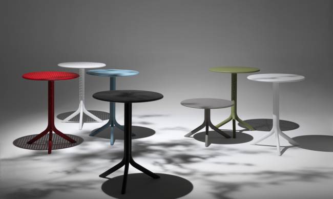 Стол пластиковый обеденный Step + Step Mini антрацит Ø605х400-765 мм