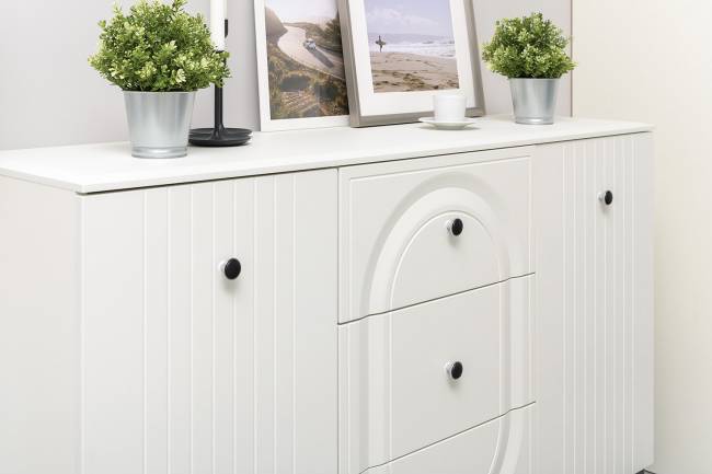 Комод-ТВ-тумба Валенсия 13.309 с навесной полкой цвет белый шагрень Комод-ТВ-тумба Валенсия 13.309 с навесной полкой цвет белый шагрень