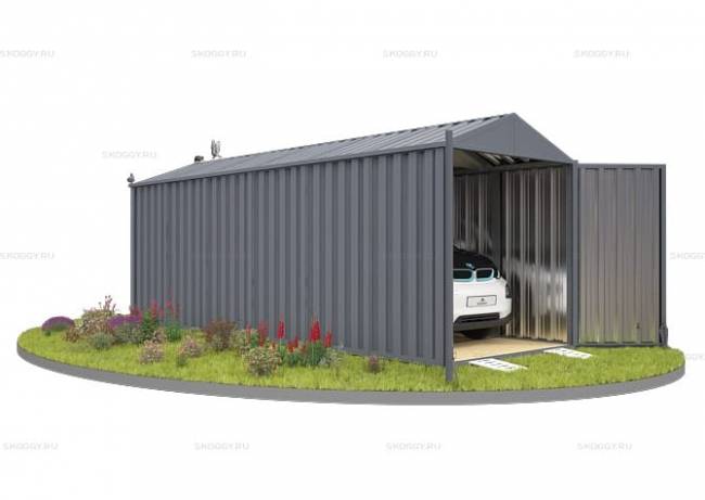 Хозблок SKOGGY секционный с двускатной крышей 6 х 2 м, брутальный серый Хозблок SKOGGY секционный с двускатной крышей 6 х 2 м, брутальный серый