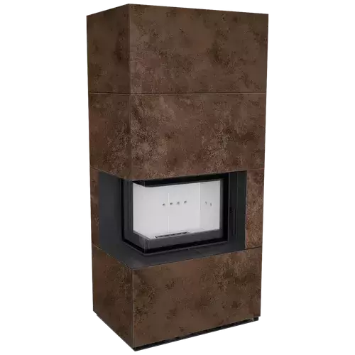 Каминокомплект Kratki PRO FLOKI OXIDE MORO угловое стекло слева