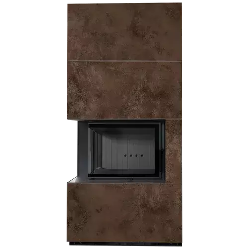 Каминокомплект Kratki PRO FLOKI OXIDE MORO угловое стекло слева