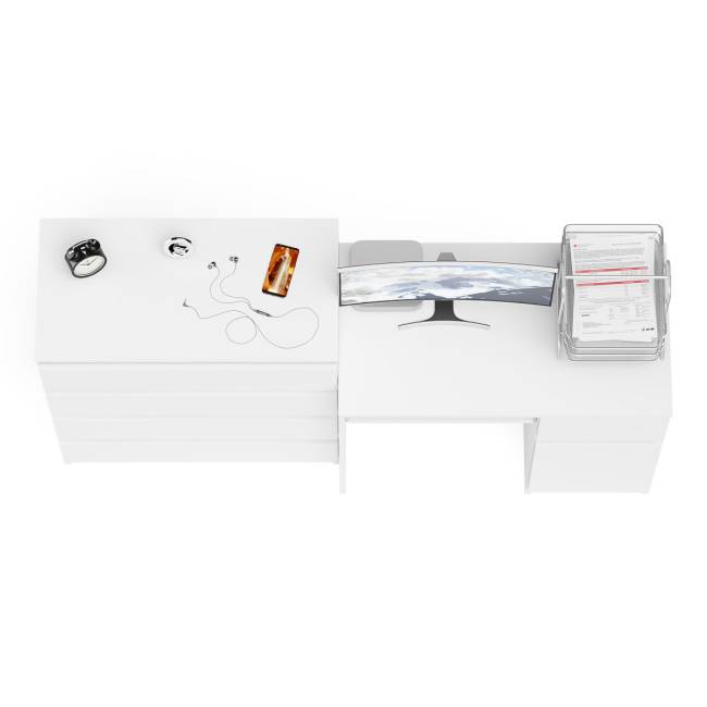 Компьютерный стол Мори МС-1 правый с комодом 4-ре ящика цвет белый