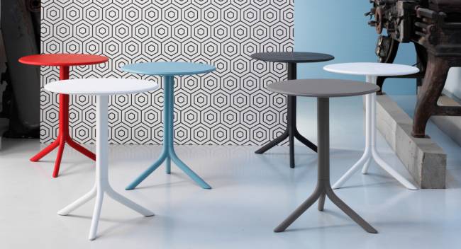 Стол пластиковый обеденный Spritz + Spritz Mini антрацит Ø605х400-765 мм