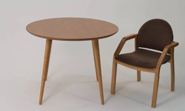 Стол Монте К 90 натур со стульями Джуно натур велюр коричневый Стол Монте К 90 натур со стульями Джуно натур велюр коричневый