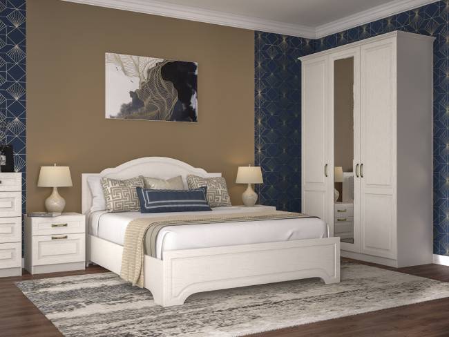 Кровать Ливерпуль 1600 с основанием цвет ясень ваниль/белый