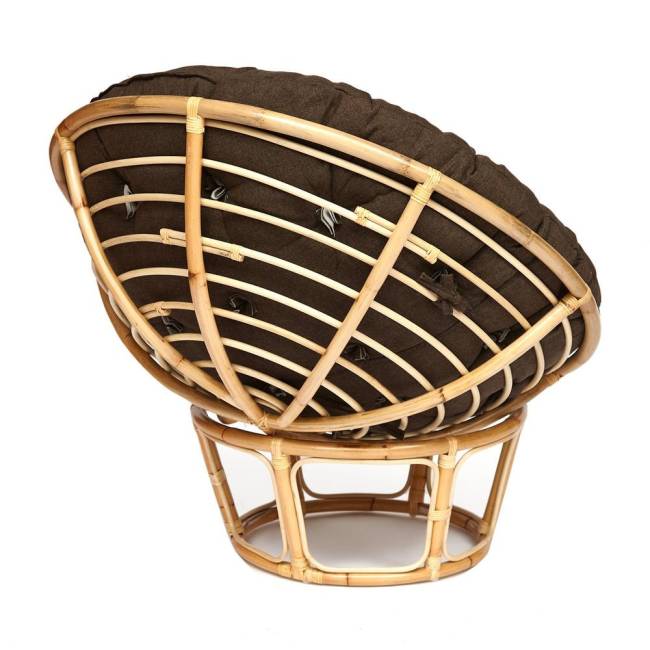 Кресло PAPASAN ECO/ПАПАСАН ЭКО P115-1/SP STD /c подушкой, ремешками/ диаметр подушки 125 см, 115x101x92 см, Natural (натуральный), ткань Коричневый, 3М7-147 Natural (натуральный)