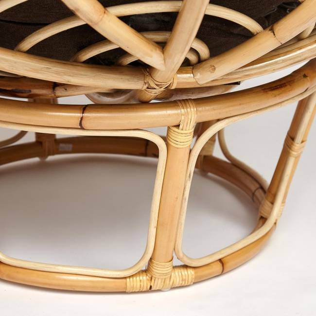 Кресло PAPASAN ECO/ПАПАСАН ЭКО P115-1/SP STD /c подушкой, ремешками/ диаметр подушки 125 см, 115x101x92 см, Natural (натуральный), ткань Коричневый, 3М7-147 Natural (натуральный)