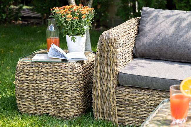 "Кальяри" кофейный столик из искусственного ротанга (гиацинт), цвет соломенный "Кальяри" кофейный столик из искусственного ротанга (гиацинт), цвет соломенный