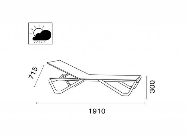 Шезлонг-лежак металлический Wave тортора, белый 1910х715х300 мм