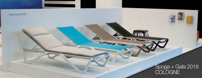 Шезлонг-лежак металлический Wave тортора, белый 1910х715х300 мм