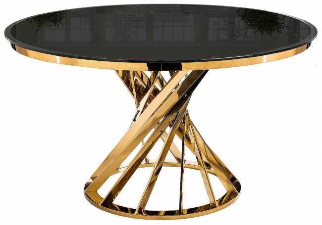 Стол стеклянный Twist gold / black