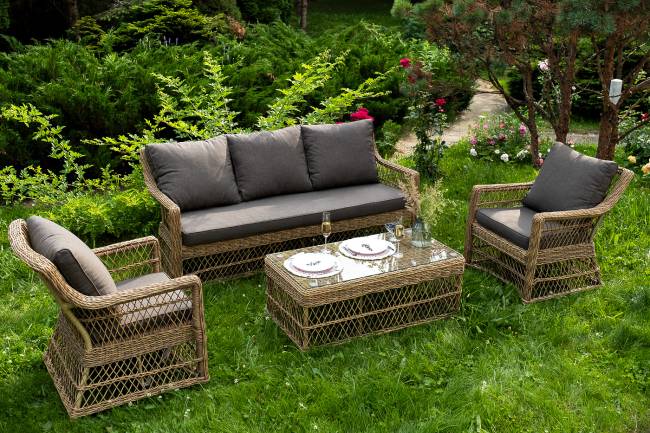 "Гранд Латте" лаунж-зона из искусственного ротанга, цвет соломенный