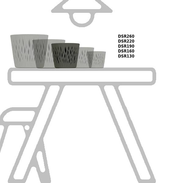 Кашпо для цветов SANDY ROUND DSR190-405U серый 2 предмета 3л