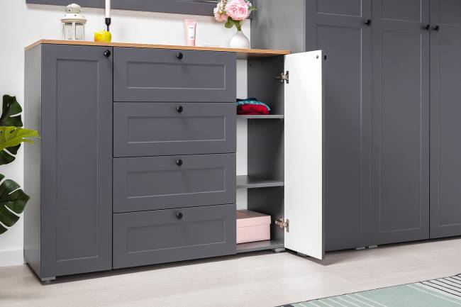 Два больших комода Остин цвет белый шагрень/серый графит/дуб крафт золотой Два больших комода Остин цвет белый шагрень/серый графит/дуб крафт золотой