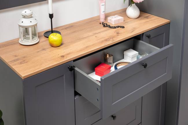 Два больших комода Остин цвет белый шагрень/серый графит/дуб крафт золотой Два больших комода Остин цвет белый шагрень/серый графит/дуб крафт золотой