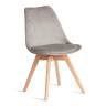 Стул TULIP SOFT (mod. 053V) / 2 шт. в упаковке дерево/пластик/вельвет, 49,5 x 54,5 x 84 см, Светло-серый (HLR 39)/натуральный (Комплект из 2 шт.) Светло-серый (HLR 39)/натуральный дерево/пластик/вельвет