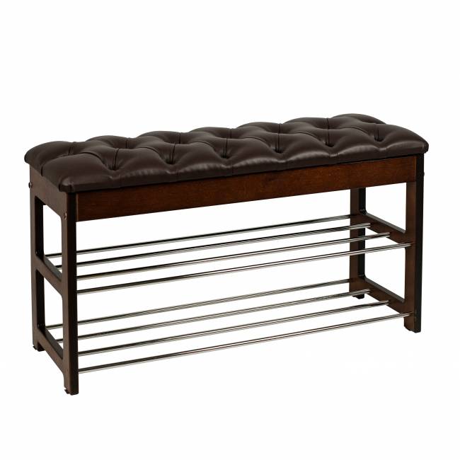 Банкетка Грейс орех, к/з Ева 1, каретная стяжка Л