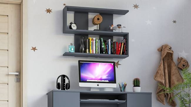 Полка навесная Мори 900 цвет графит Полка навесная Мори 900 цвет графит