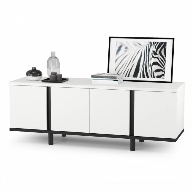 Тумба под ТВ Квадро 13.276 цвет белый шагрень/чёрный