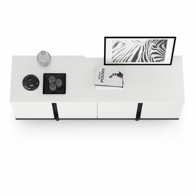 Тумба под ТВ Квадро 13.276 цвет белый шагрень/чёрный