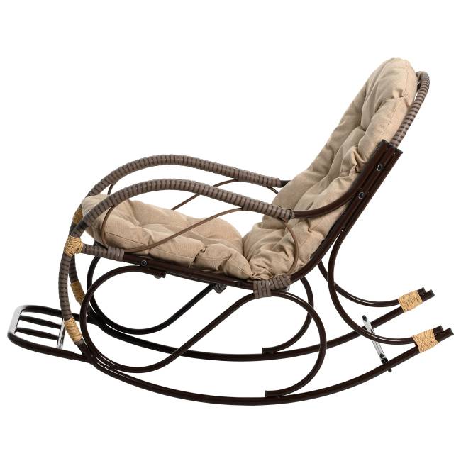 Кресло качалка с подножкой из искусственного ротанга, какао, разборное