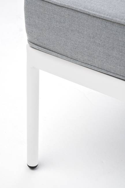 "Канны" угловой модуль плетеный из роупа, каркас алюминий белый шагрень, роуп светло-серый круглый, ткань светло-серая