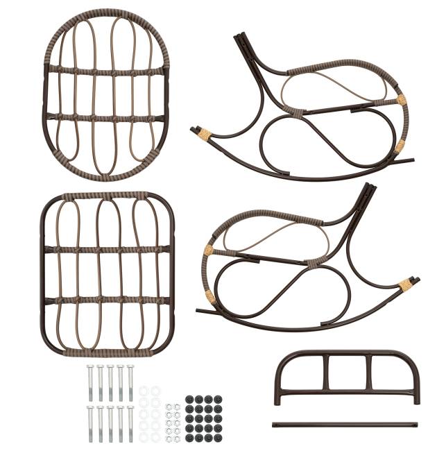 Кресло качалка с подножкой из искусственного ротанга, бамбук, разборное