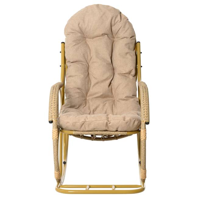 Кресло качалка с подножкой из искусственного ротанга, бамбук, разборное