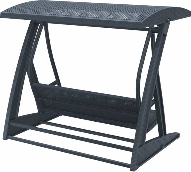 Качели пластиковые плетеные с подушкой Hawaii антрацит 2250х1640х2020 мм