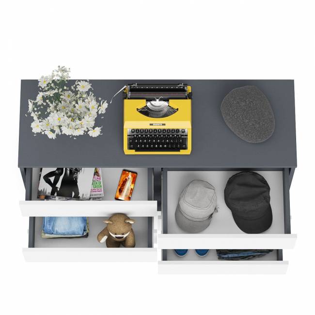 Широкий комод шесть ящиков Мори МК1200.6 цвет графит/белый Широкий комод шесть ящиков Мори МК1200.6 цвет графит/белый