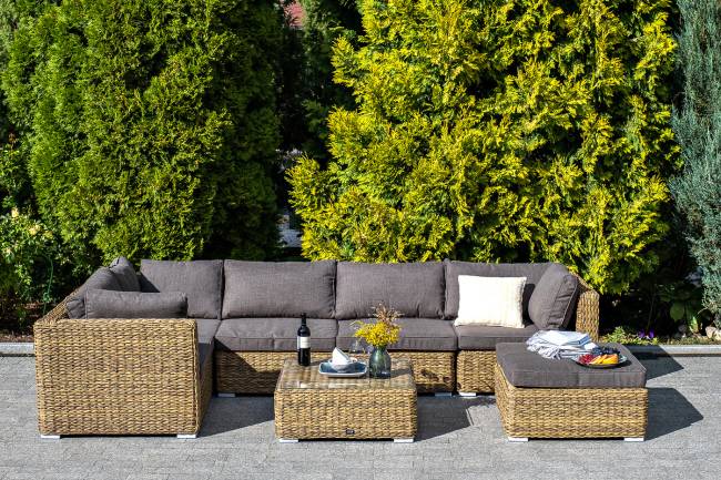 "Лунго" трансформирующийся диван из искусственного ротанга (гиацинт), цвет соломенный "Лунго" трансформирующийся диван из искусственного ротанга (гиацинт), цвет соломенный