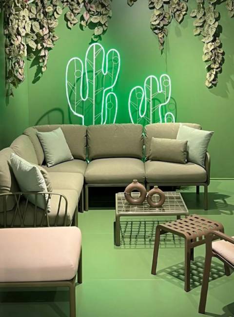 Модуль правый/левый пластиковый с подушками Komodo Elemento Terminale DS/SX агава, джунгли 720х780х880 мм