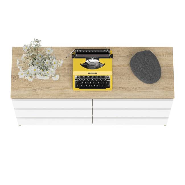 Широкий комод шесть ящиков Мори МК1200.6 цвет дуб сонома/белый