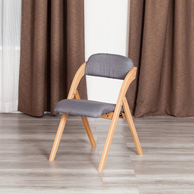 Стул FRUTTO (mod. 05) дерево, серый хлопок ,  46,5 x 60 x 77 см, Grey (Cерый) А 13/ натуральный