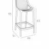 Стул пластиковый полубарный Air Bar 65 красный 440х510х950 мм