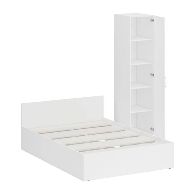 Кровать белая двуспальная 1400 с пеналом Стандарт цвет белый