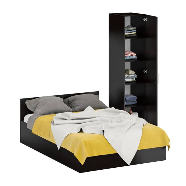 Кровать двуспальная 1400 с пеналом Стандарт цвет венге