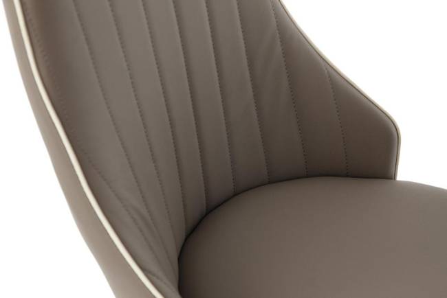 Стул FRATELLI ( mod.8415 ) металл/экокожа/хром, 44х62х97х47см, пепельно-коричневый ( окантовка  слон.  кость ) (Комплект из 4 шт.) пепельно-коричневый ( окантовка  слон.  кость ) металл/экокожа/хром