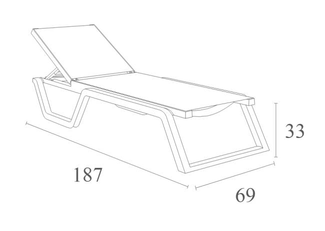 Шезлонг-лежак пластиковый Rio темно-серый, черный 1870х690х330 мм