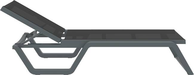 Шезлонг-лежак пластиковый Rio темно-серый, черный 1870х690х330 мм