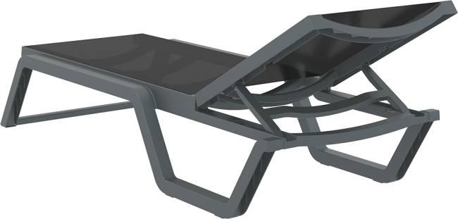 Шезлонг-лежак пластиковый Rio темно-серый, черный 1870х690х330 мм