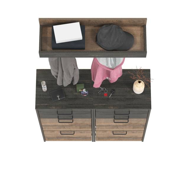 Две тумбы для обуви с ящиками и вешалкой для верхней одежды Трувор цвет дуб гранж песочный/интра