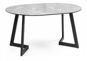 Алингсос 100(140)х100х76 белый мрамор / черный