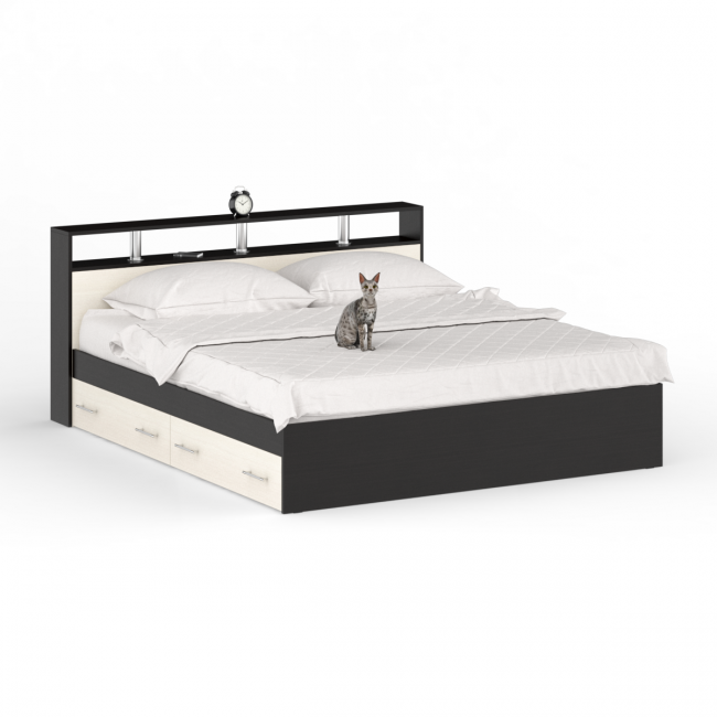 Кровать с ящиками 1800 Камелия + две тумбы цвет венге/дуб лоредо Кровать с ящиками 1800 Камелия + две тумбы цвет венге/дуб лоредо