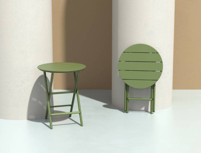 Стол пластиковый складной Helen Folding Table Ø60 оливковый Ø600х740 мм