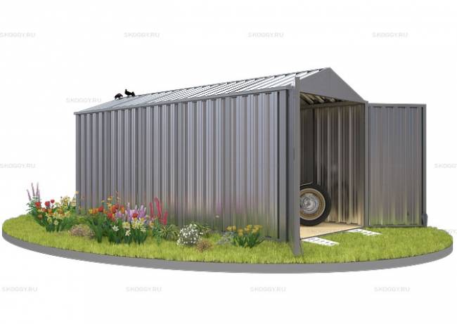 Хозблок SKOGGY секционный с двускатной крышей 5 х 2 м, цинковый