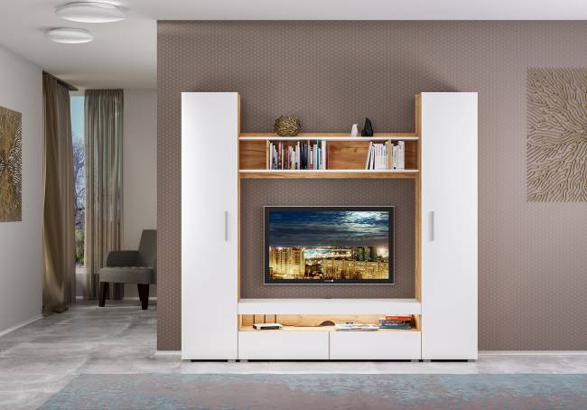 Пенал Альба цвет дуб крафт золотой/белый премиум Пенал Альба цвет дуб крафт золотой/белый премиум